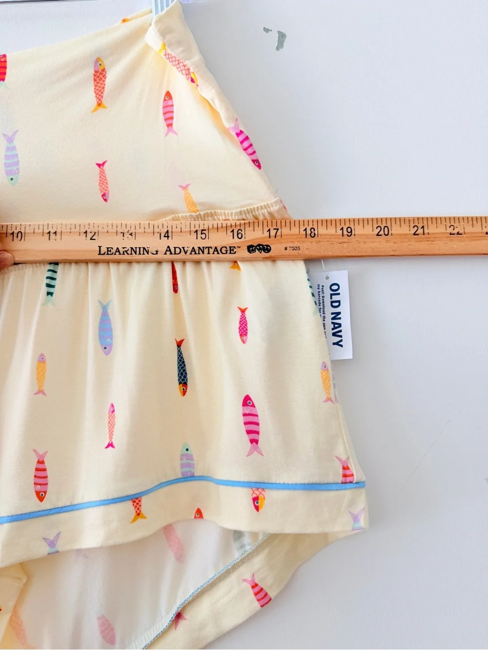Old Navy Maternity Pajama Set NWT Butter Yellow Fish Print Button Top Shorts M